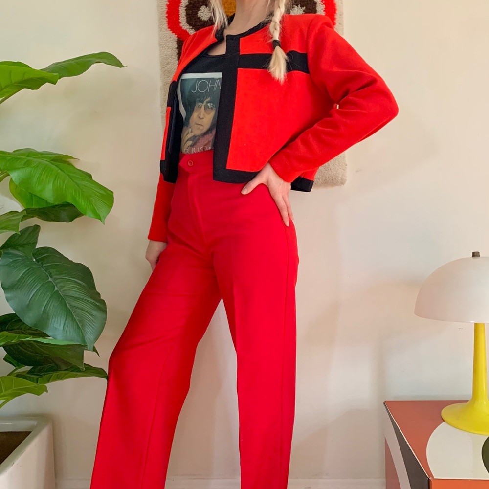 Mod 1960s color block cropped wool jacket S/M - Picture 2 of 6